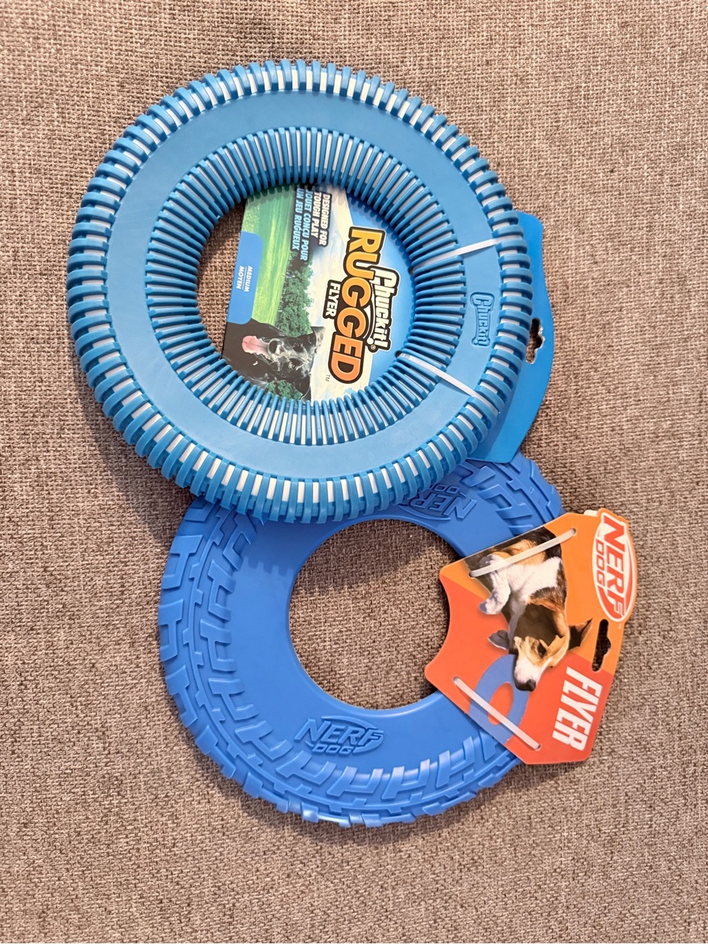 Blue Rugged Flyer Ring Chuckit! - Durable Fetch Toy & Nerf Flyer Set of 2 frisbe